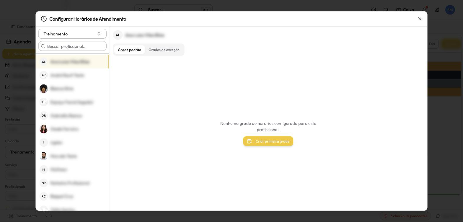 Injetor sem grade, com o botão Criar primeira grade